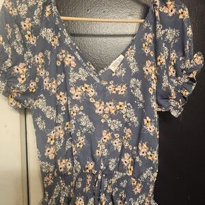 NWOT Navy Floral Blouse By Sienna Sky